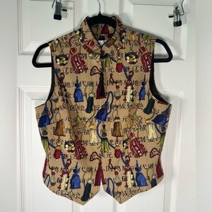 TAPP New York Novelty Zipper Vest Tassels Asian Inspired 100% Silk Size Medium